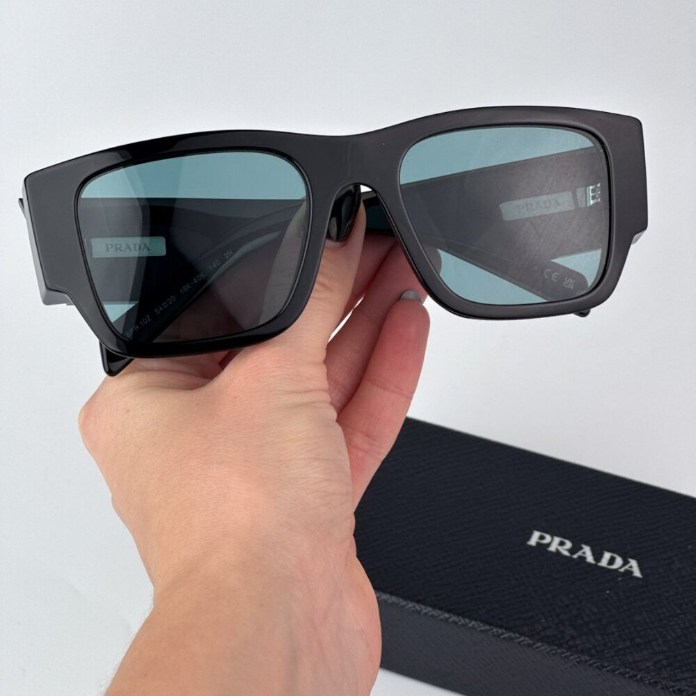 Prada PR10ZSF 16K40K BRAND NEW Sunglasses Black Petrol Green Square Unisex